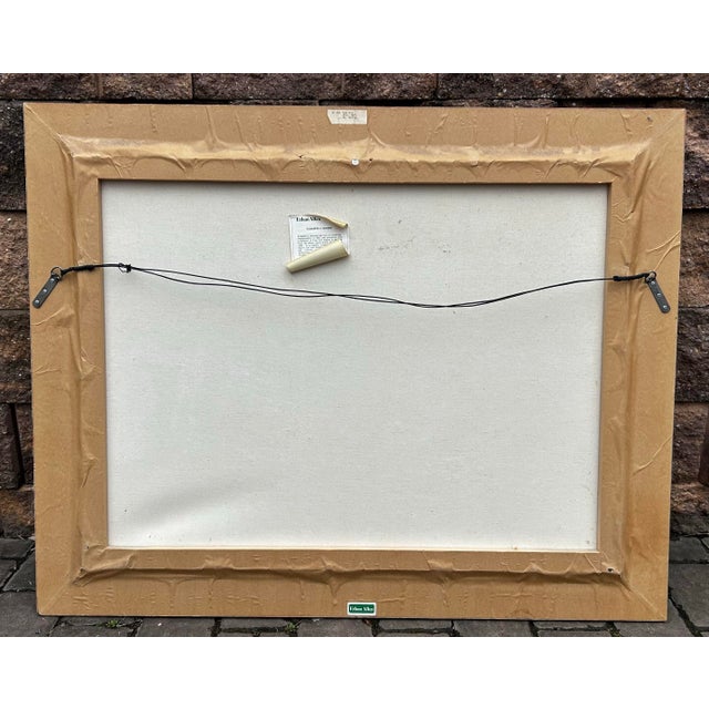 Sky Blue Vintage Impressionist Garden Landscape With Woman by Elizabeth Horning for Ethan Allen For Sale - Image 8 of 11