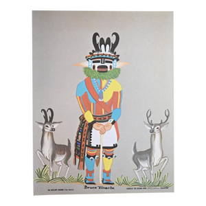 Mid 20th Century Vintage Bruce Timache "The Antelope Kachina" (Tsup Kachina) Print – Courtesy Arizona Bank Kachina Collection