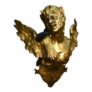 Rare 19th Century French Gothic Vampire Brass Wall Sculpture For Sale