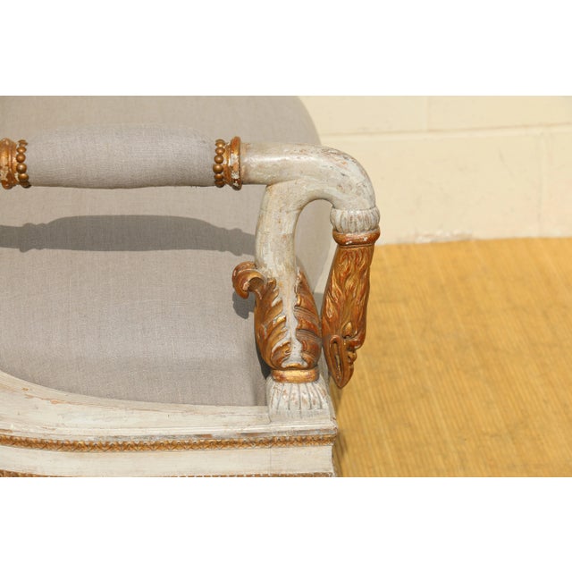 Wood Vintage French Empire Sofa With Carved Swan Arms For Sale - Image 7 of 12