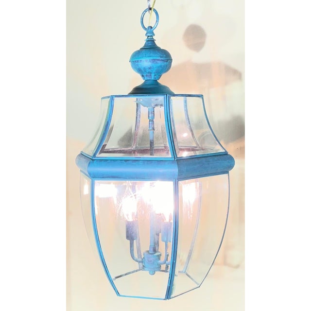 Large Vintage Solid Brass Hanging Lantern/Light Fixture-24”High X 14”.5 Wide For Sale - Image 12 of 16