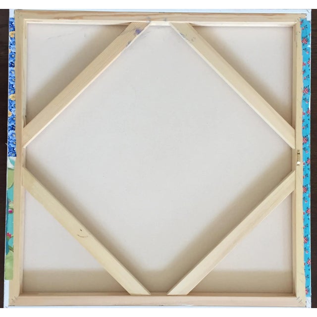 Textile 'Cascade of Blooms' Square Abstract Floral Painting For Sale - Image 7 of 8