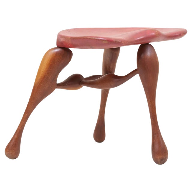 Studio Craft Wooden Stool by Ron Curtis, USA, 1980s For Sale