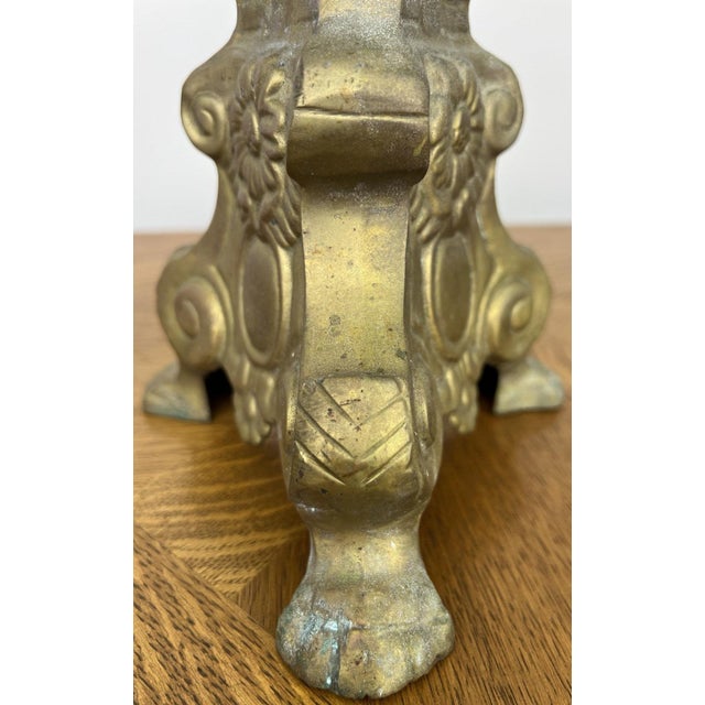 Vintage Brass Ornate Decorative Candleholders, Set of 2 For Sale - Image 9 of 18