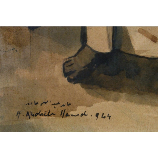 Hamed Abdalla, Arab Gentleman, 1950s, Watercolor & Paper For Sale - Image 4 of 6
