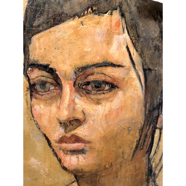 Portraiture Max Gleason "Renee" Mixed Media Painting on Canvas For Sale - Image 3 of 9