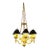 18 Light Chandelier French Country Bouillotte Brass With Ebony Tole Shades For Sale