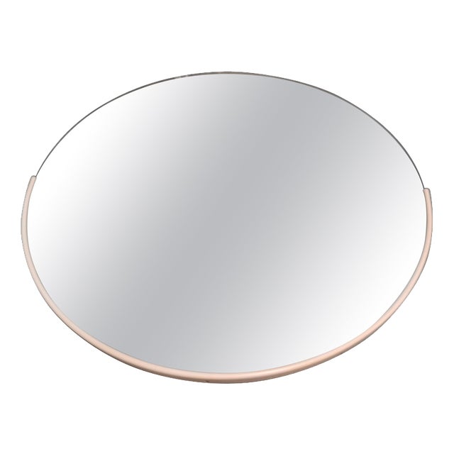 Vintage Czechoslovakian Round Wall Mirror with Beige Frame, 1970s For Sale