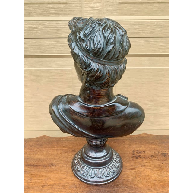 Vintage Neoclassical Apollo Belvedere Bust Sculpture on Pedestal For Sale - Image 9 of 11