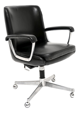 Vintage Leather and Chrome Swivel Desk Chair, 1970