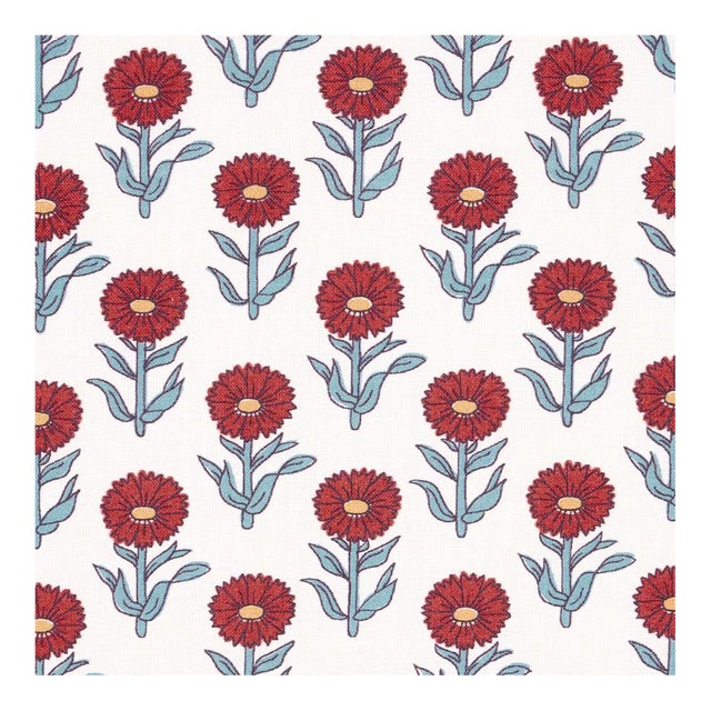 Sample - Schumacher Adeline Fabric in Rouge & Blue For Sale