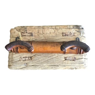 Mid 20th Century Vintage Wooden Double Coat Rack Wall Mount For Sale