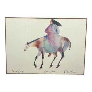 Vintage Framed Watercolor Painting Print by Carol Grigg For Sale