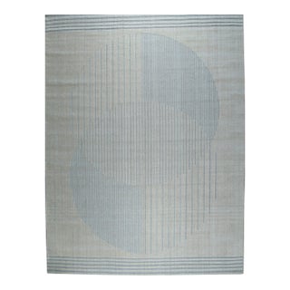 9x12 Majestic Chic Charcoal Geometric Abstract Handmade Wool Carpet Rug For Sale