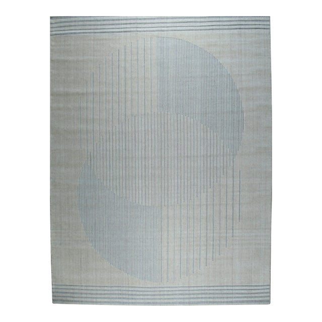 9x12 Majestic Chic Charcoal Geometric Abstract Handmade Wool Carpet Rug For Sale