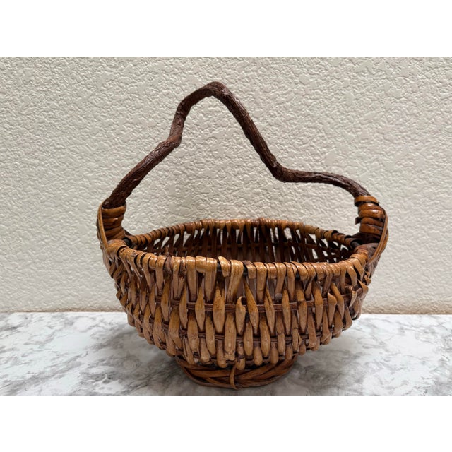Vintage Asian Rustic Decor Basket With Branch Handle For Sale In Sacramento - Image 6 of 8