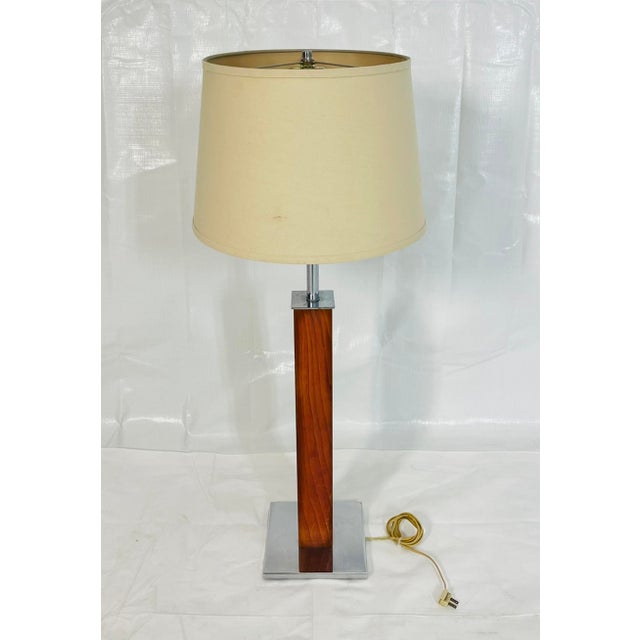 Mid-Century Modern 1960s Mid-Century Modern Walter Von Nessen Walnut and Chrome Table Lamp For Sale - Image 3 of 15
