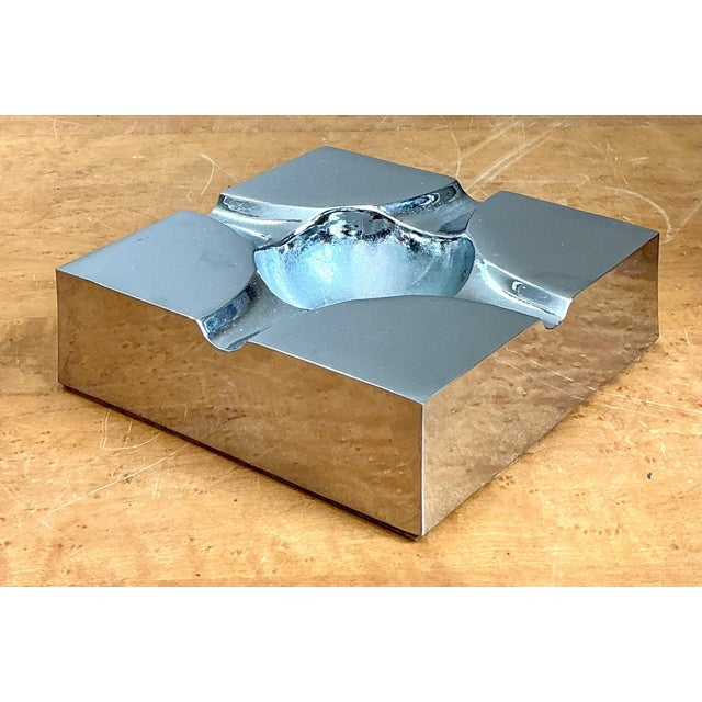 Vintage Chrome Geometric Ashtray For Sale In West Palm - Image 6 of 13