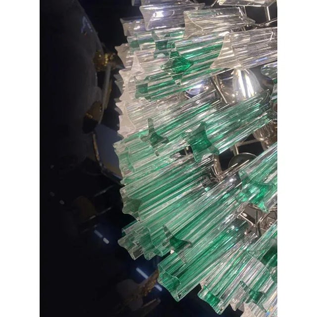 a professional electrician has confirmed this piece is in working order. vintage green “quadriedro” and clear triedro...