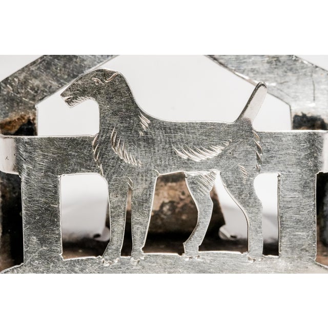 1920s Interesting Antique Sterling Silver Dog Menu Holder Figural Place Card Stand Canine Photo Display For Sale - Image 5 of 11