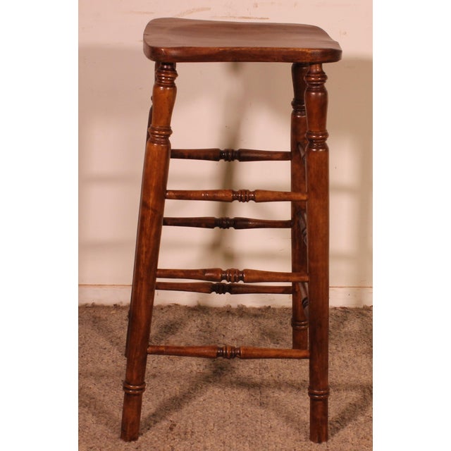 Wood 19th Century Elm Bar Stool For Sale - Image 7 of 11