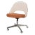 Saarinen Executive Armless Chair in Ivory Weave and Saddle Ultrasuede, Swivel Base For Sale