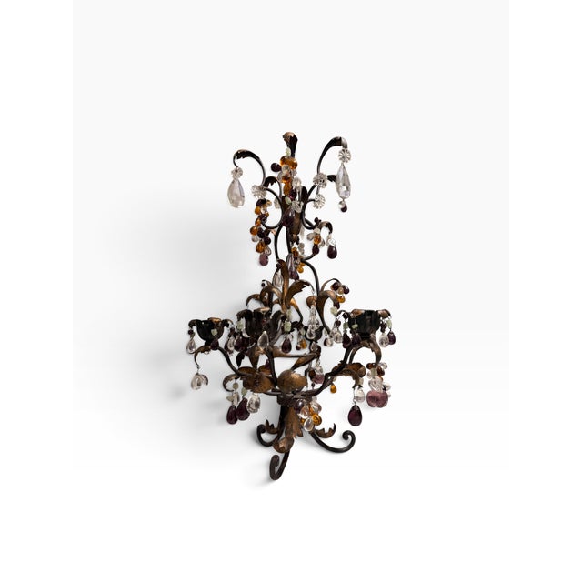Circa 1940s Italian Gilt Tole & Glass Fruit Candelabra — Pair For Sale In Boston - Image 6 of 10