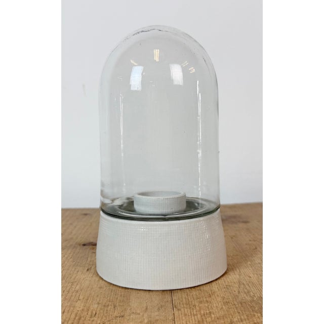 Vintage White Porcelain and Glass Ceiling Light, 1970s For Sale - Image 4 of 13