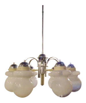 Mid-Century Modern Chandelier With Frosted Globes