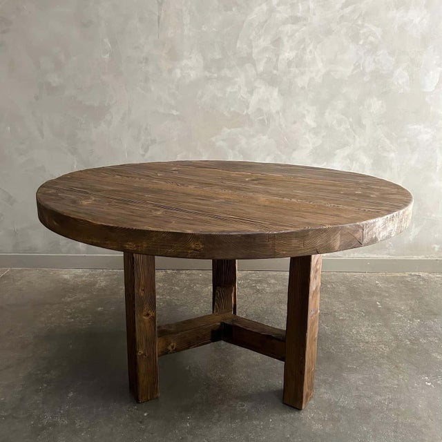 Custom Reclaimed Elm Wood Dining Table in Dark Finish For Sale - Image 9 of 9