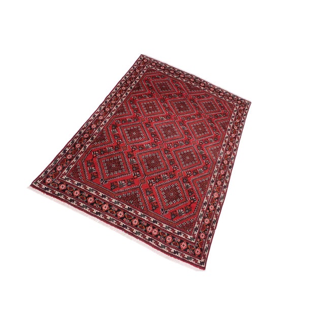 Shabby Chic Shabby Chic Persian Red/Black Wool Rug - 6'5'' X 9'7'' For Sale - Image 3 of 10