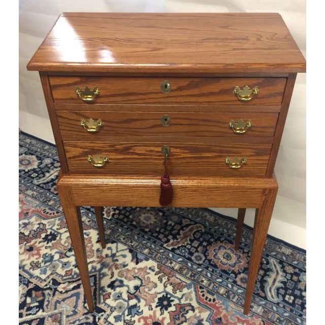 Classic Tom Seely Solid Wood 3-Drawer Standing Chest | Chairish