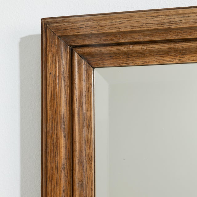 French 20th Century French Natural Wood Framed Wall Mirror For Sale - Image 3 of 8