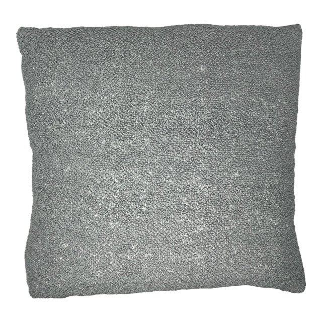 Gray Handcrafted Designer Throw Pillow Designer Boucle Fabric Down Filled For Sale