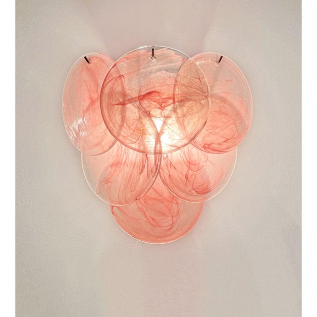 Alabaster Pink Glass Disks Wall Sconce, 1990s For Sale - Image 4 of 13