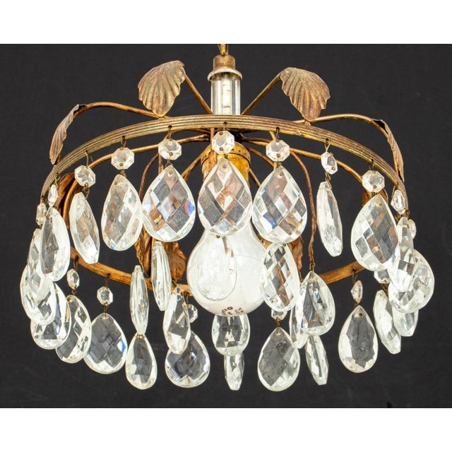 Hollywood Regency Gilt Metal Ceiling Pendant 1960s For Sale In New York - Image 6 of 8