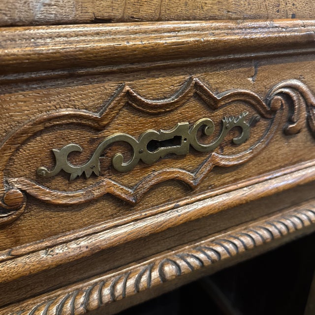 Mammoth 18th Century Oak Buffet- Beautiful Carved Details For Sale - Image 10 of 12