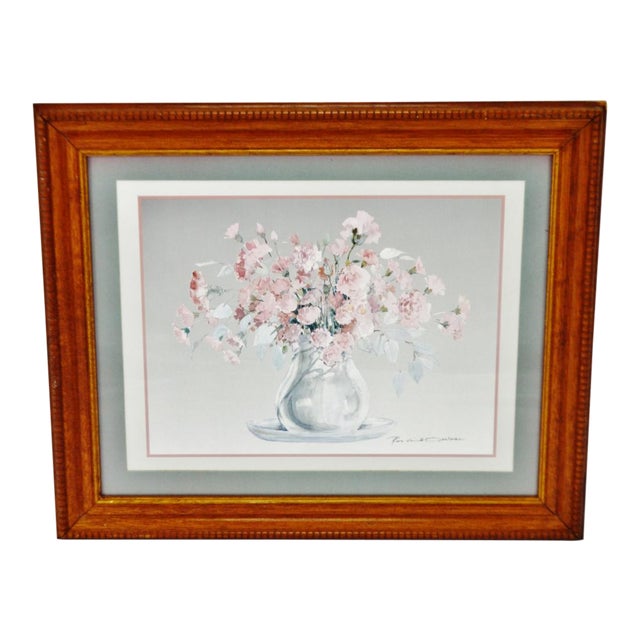 Vintage Framed Rosalind Oesterle Floral Still Life Watercolor Print