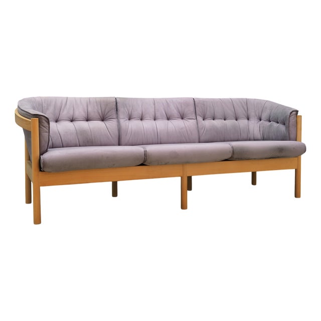 Danish Lilac Velour Sofa, 1970s For Sale