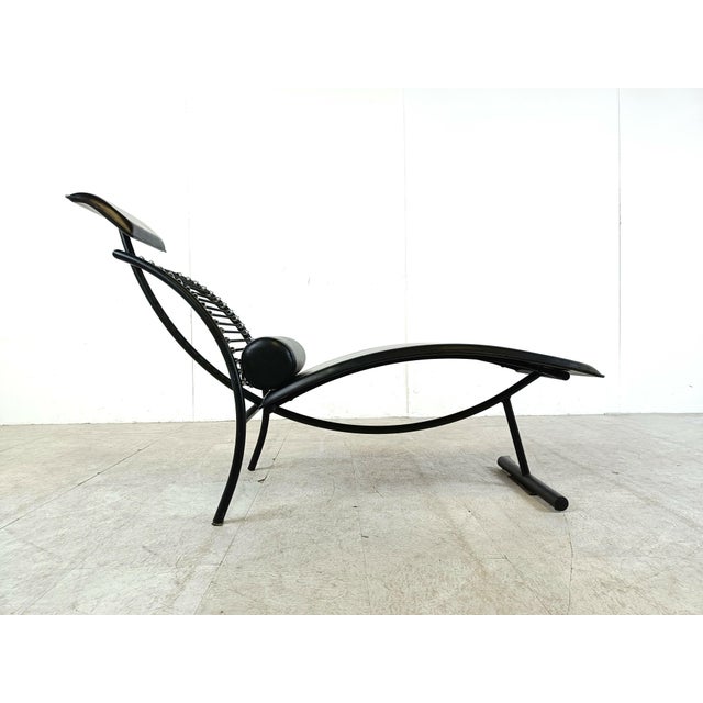 Black Vintage Chaise Lounge in the style of Rene Herbst, 1990s For Sale - Image 8 of 11