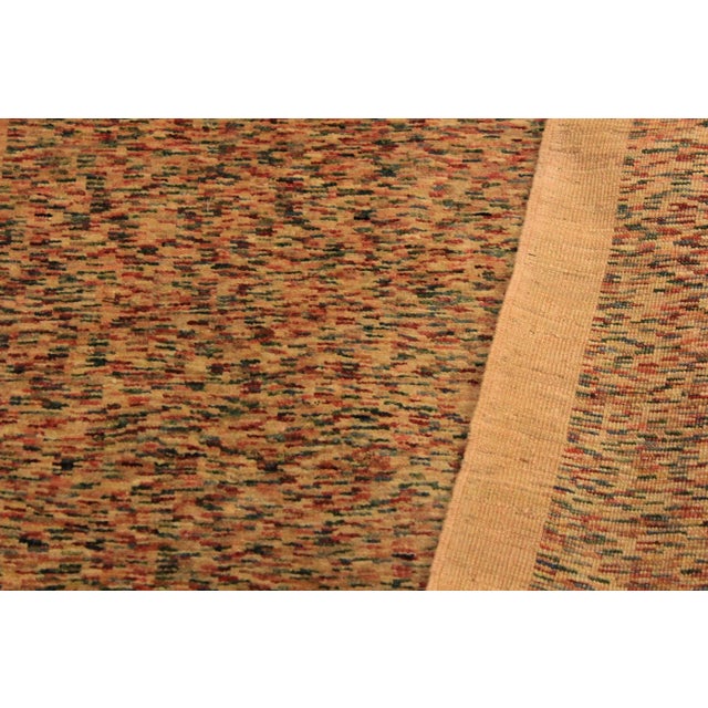 Tan 1990s Shabby Chic Gabbeh Julian Tan/Blue Wool Rug - 3'5" X 4'9" For Sale - Image 8 of 9