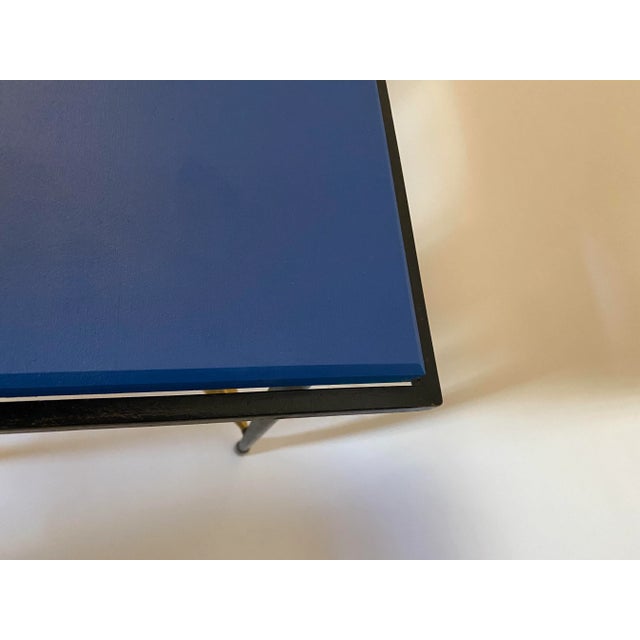 Wood French Art Deco Wrought Iron & Brass Side Table with Arrows in the Style of André Arbus, 1940s For Sale - Image 7 of 14