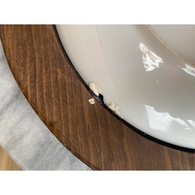 Wood 1980s Hand-Painted Green Flower Plate Framed in Solid Wood For Sale - Image 7 of 7