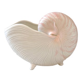 Vintage Fitz & Floyd Footed Nautilus Shell Planter For Sale