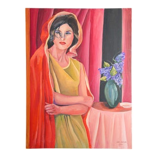 Oil Painting of an Asian Lady by Geri Perlman, 1993 For Sale