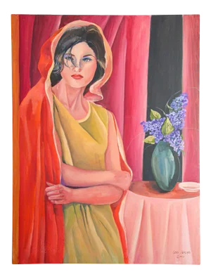 Oil Painting of an Asian Lady by Geri Perlman, 1993