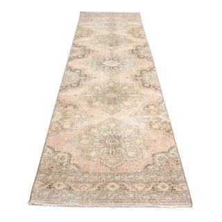 Mid 20th Century Muted Pink Turkish Runner Rug For Sale