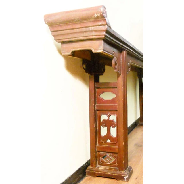 Wood Antique Chinese Altar Table, Zelkova Wood, Circa 1800-1849 For Sale - Image 7 of 12