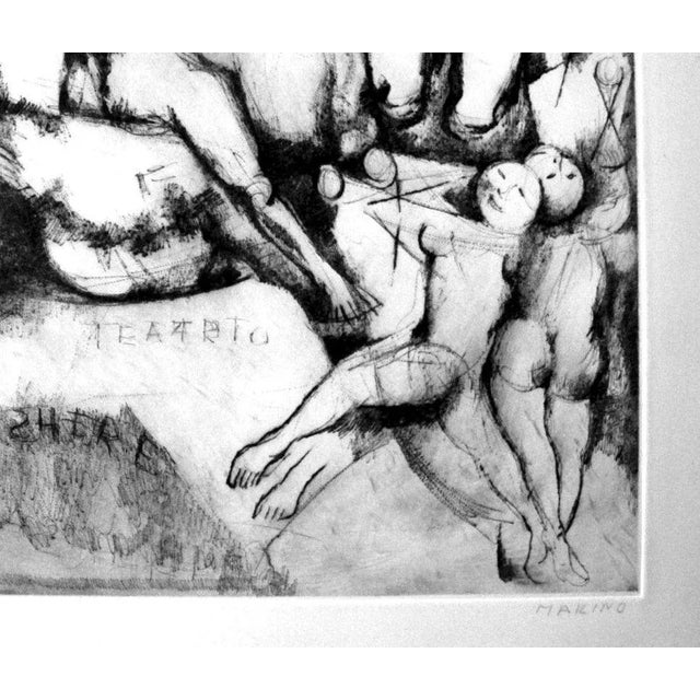 Image dimensions: 64x49 cm. Rare and beautiful work by Marino Marini, belonging to the Series ''Il Teatro delle Maschere''.