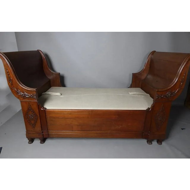 Vintage Wooden Bed with Floral Decorations For Sale - Image 6 of 12